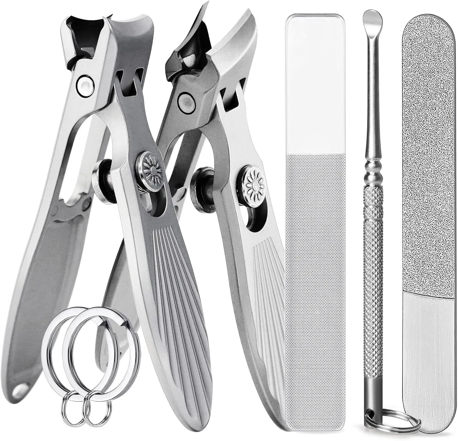 Curved and Slanted Nail Clippers for Men Thick Nails, Toe Nail Clippers for Seniors Tough Toenails, Large Wide Jaw Opening Sharp Fingernail Clipper with Catcher Heavy Duty for Adult Women