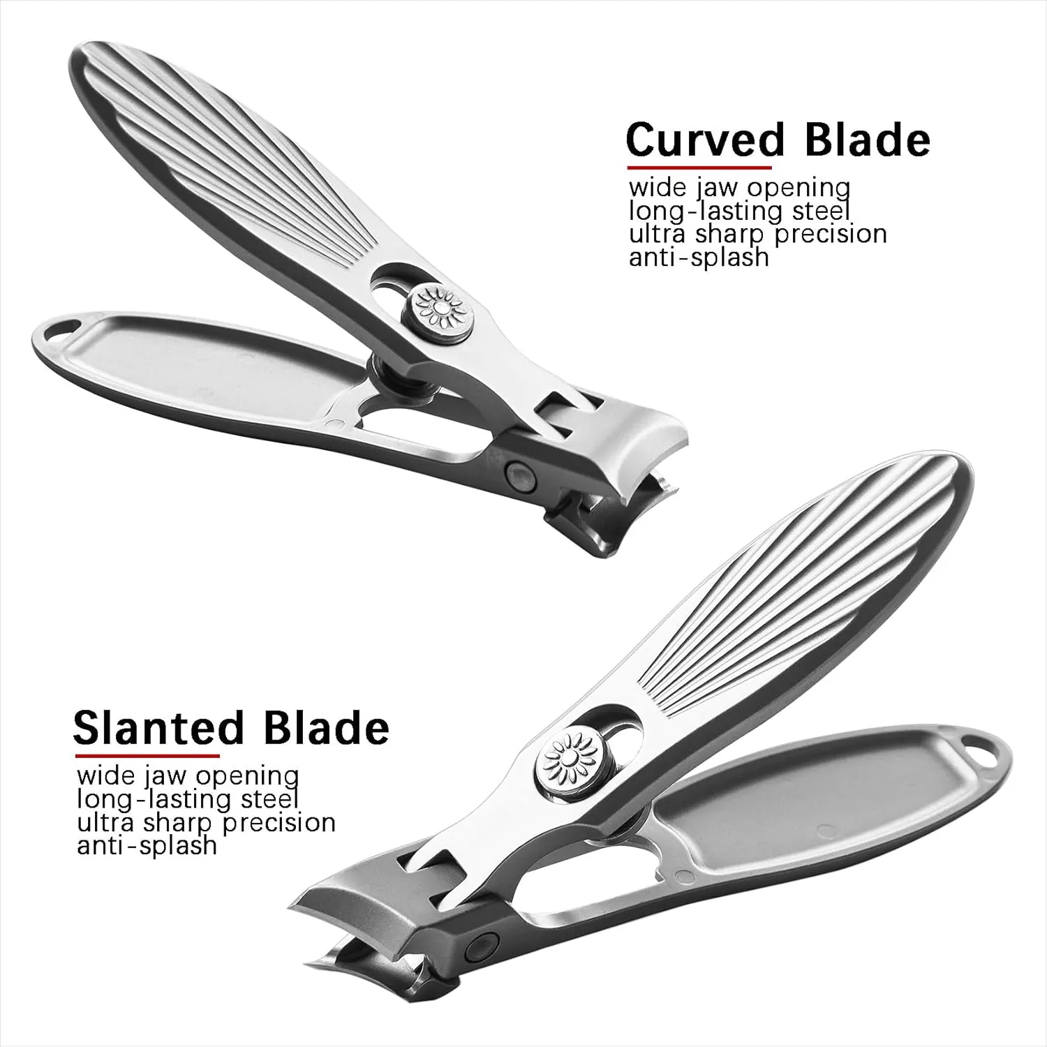 Curved and Slanted Nail Clippers for Men Thick Nails, Toe Nail Clippers for Seniors Tough Toenails, Large Wide Jaw Opening Sharp Fingernail Clipper with Catcher Heavy Duty for Adult Women