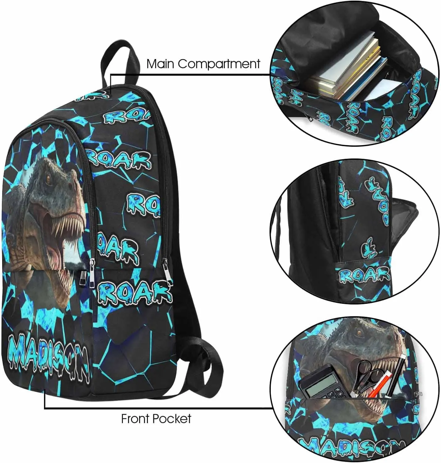 Custom Name Kid's Backpack Blue Astract Wall Personalized School Bookbag with Your Own Name Customization Casual Bookbags for Student Girls Boys on Birthday Christmas School Season