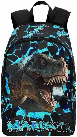 Custom Name Kid's Backpack Blue Astract Wall Personalized School Bookbag with Your Own Name Customization Casual Bookbags for Student Girls Boys on Birthday Christmas School Season