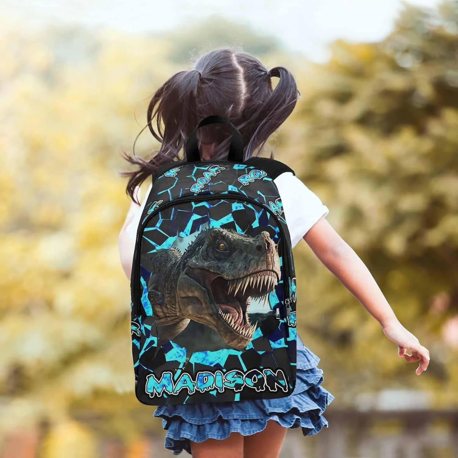 Custom Name Kid's Backpack Blue Astract Wall Personalized School Bookbag with Your Own Name Customization Casual Bookbags for Student Girls Boys on Birthday Christmas School Season