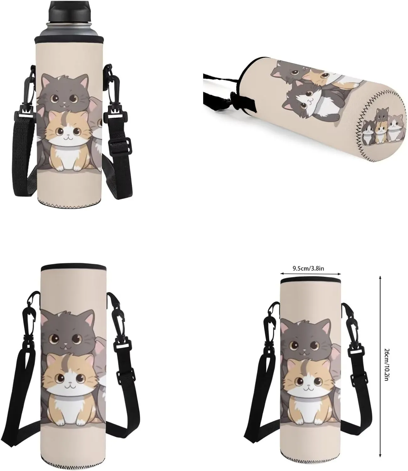 Cute Cat Bookbags for 7Th Grade Girls Backpack and Lunch Box Set Water Bottle Sleeve Pencil Case Zipper 4-In-1 School Supplies for Teen Girls Kids Students Back To School