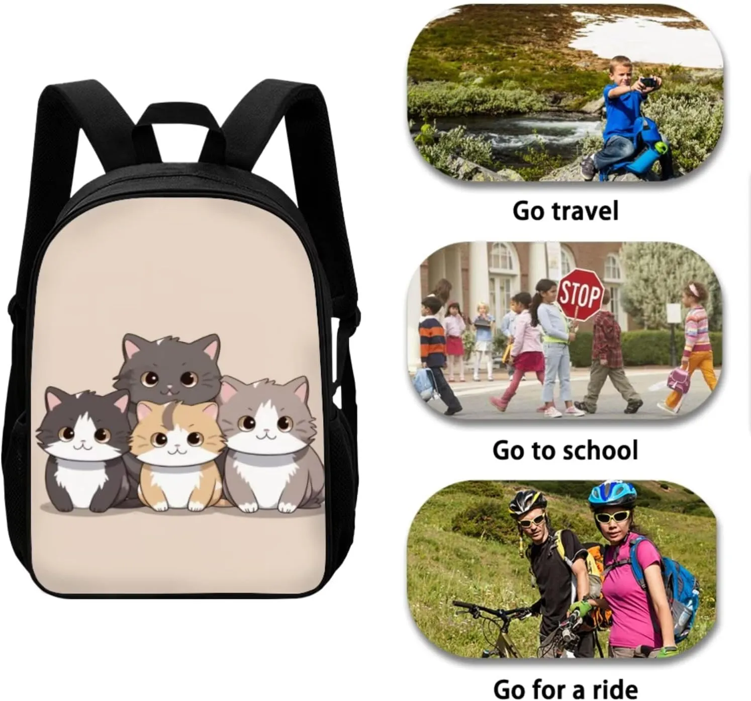 Cute Cat Bookbags for 7Th Grade Girls Backpack and Lunch Box Set Water Bottle Sleeve Pencil Case Zipper 4-In-1 School Supplies for Teen Girls Kids Students Back To School