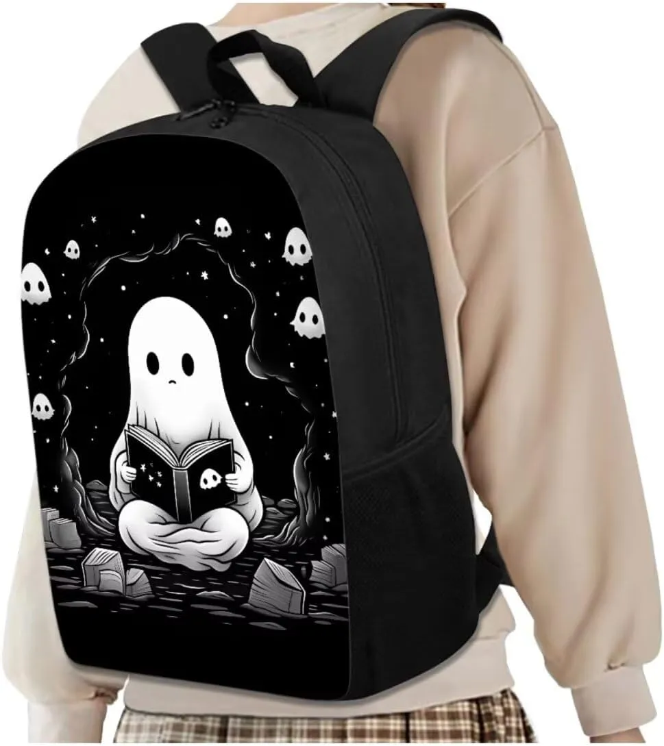 Cute Ghost 6Th Grade Backpack for Boys 17 Inch Backpack and Lunch Bag Pencil Case Water Bottle Sleeve Set for Girls Ideal for Students Go To School Extracurricular Activities