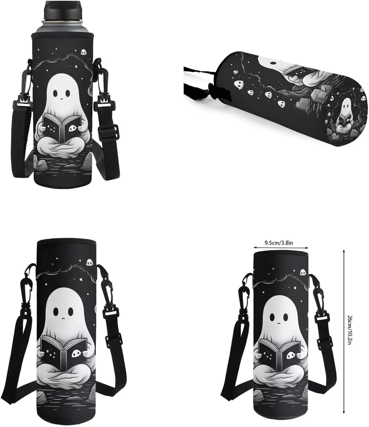 Cute Ghost 6Th Grade Backpack for Boys 17 Inch Backpack and Lunch Bag Pencil Case Water Bottle Sleeve Set for Girls Ideal for Students Go To School Extracurricular Activities