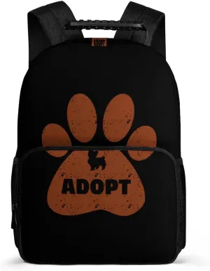 Cute Pets Paw Cat Dog Adopt Red Travel Backpack Casual Daypacks Computer Shoulder Bag for Work Shopping Unisex 16 Inch