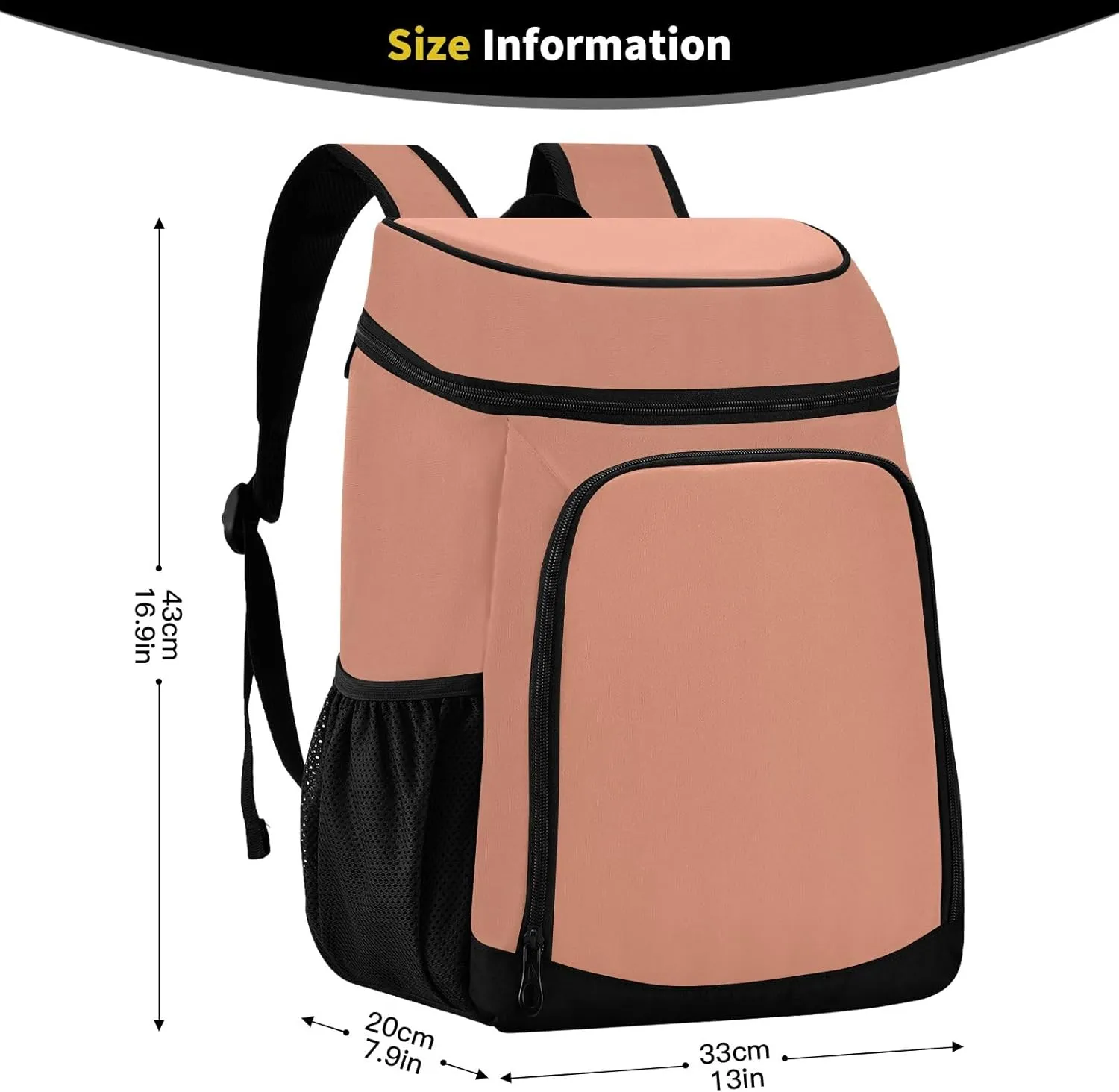 Dark Salmon Cooler Bag Backpack 36 Cans Insulated Leakproof Waterproof Beach Cooler Lunch Box Backpack