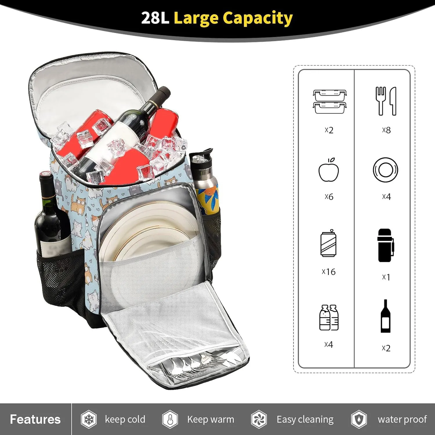 Dark Salmon Cooler Bag Backpack 36 Cans Insulated Leakproof Waterproof Beach Cooler Lunch Box Backpack