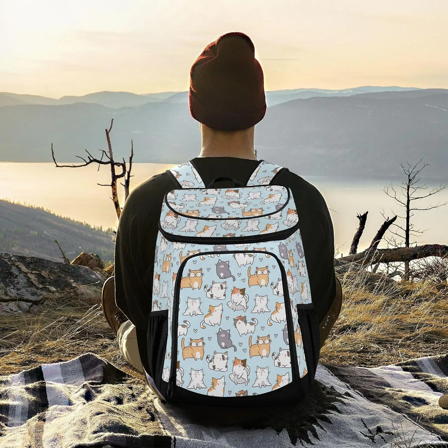 Dark Salmon Cooler Bag Backpack 36 Cans Insulated Leakproof Waterproof Beach Cooler Lunch Box Backpack