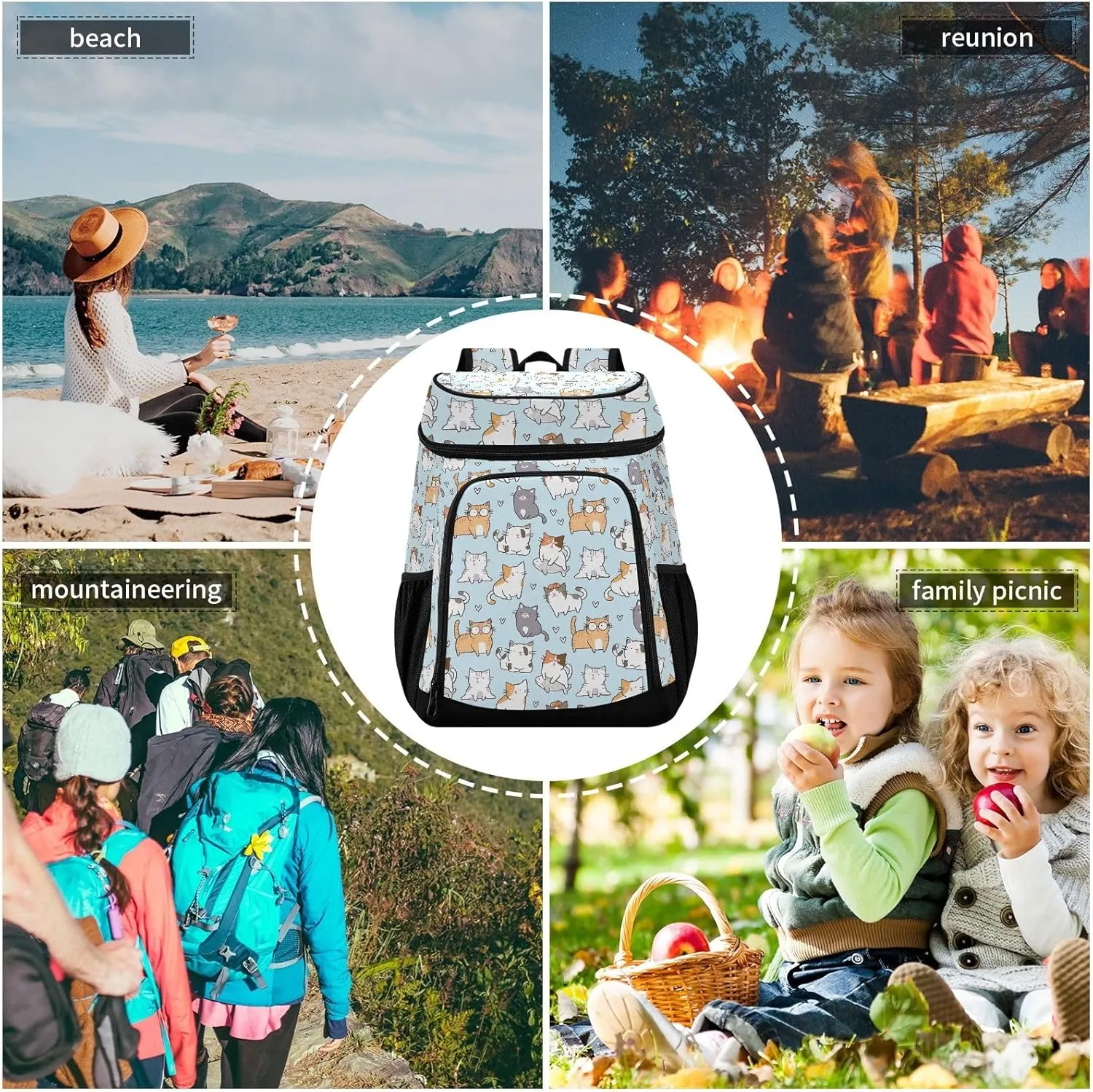 Dark Salmon Cooler Bag Backpack 36 Cans Insulated Leakproof Waterproof Beach Cooler Lunch Box Backpack