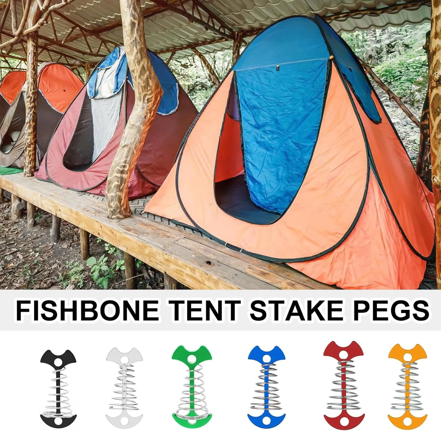 Deck Peg Camping Stakes for Outdoors Proof Portable Aluminum Alloy Deck Anchors Peg with Spring Hook