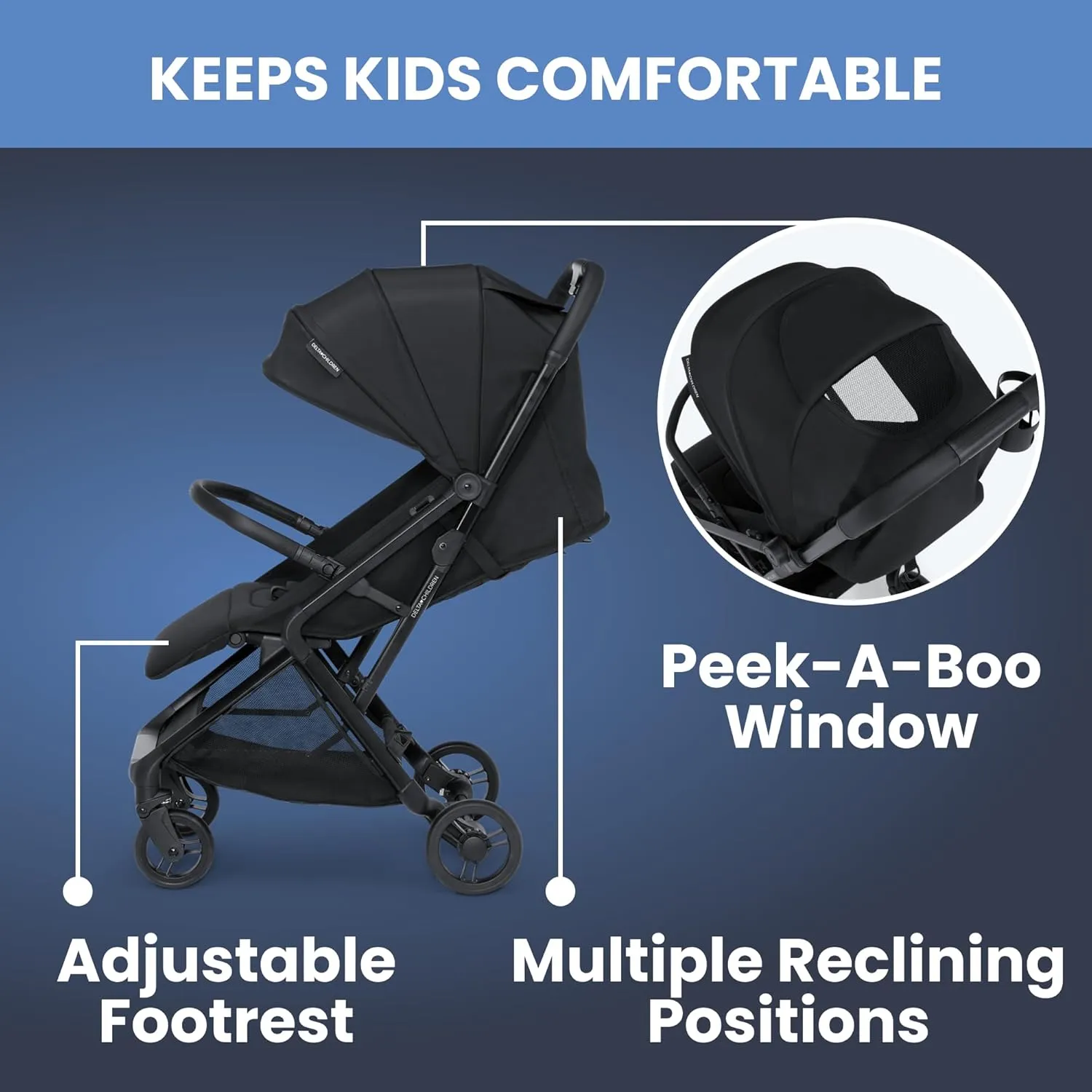 Delta Children Icon Ultra Compact Travel Stroller - Greenguard Gold Certified, Black