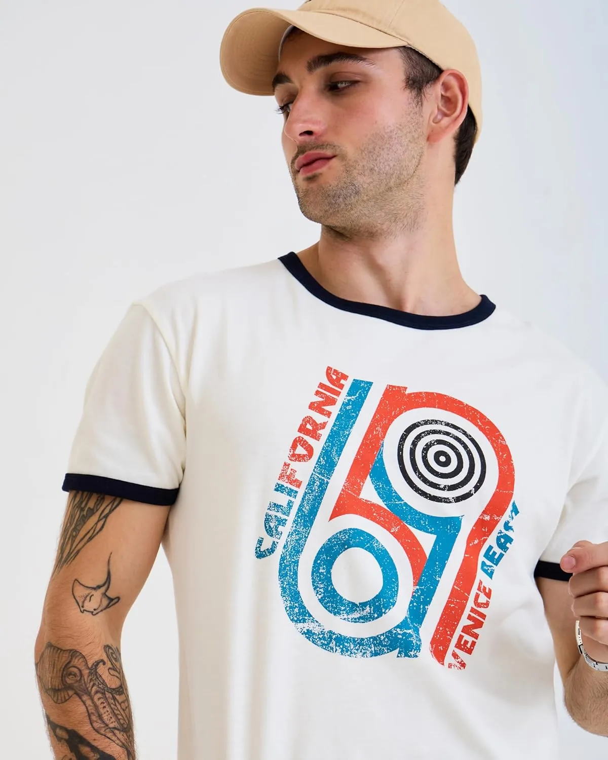 Design™ Ringer Retro Vintage Look Cotton T Shirt for Men and Women - Unique Design Urban Streetwear Fashion Tee Unisex
