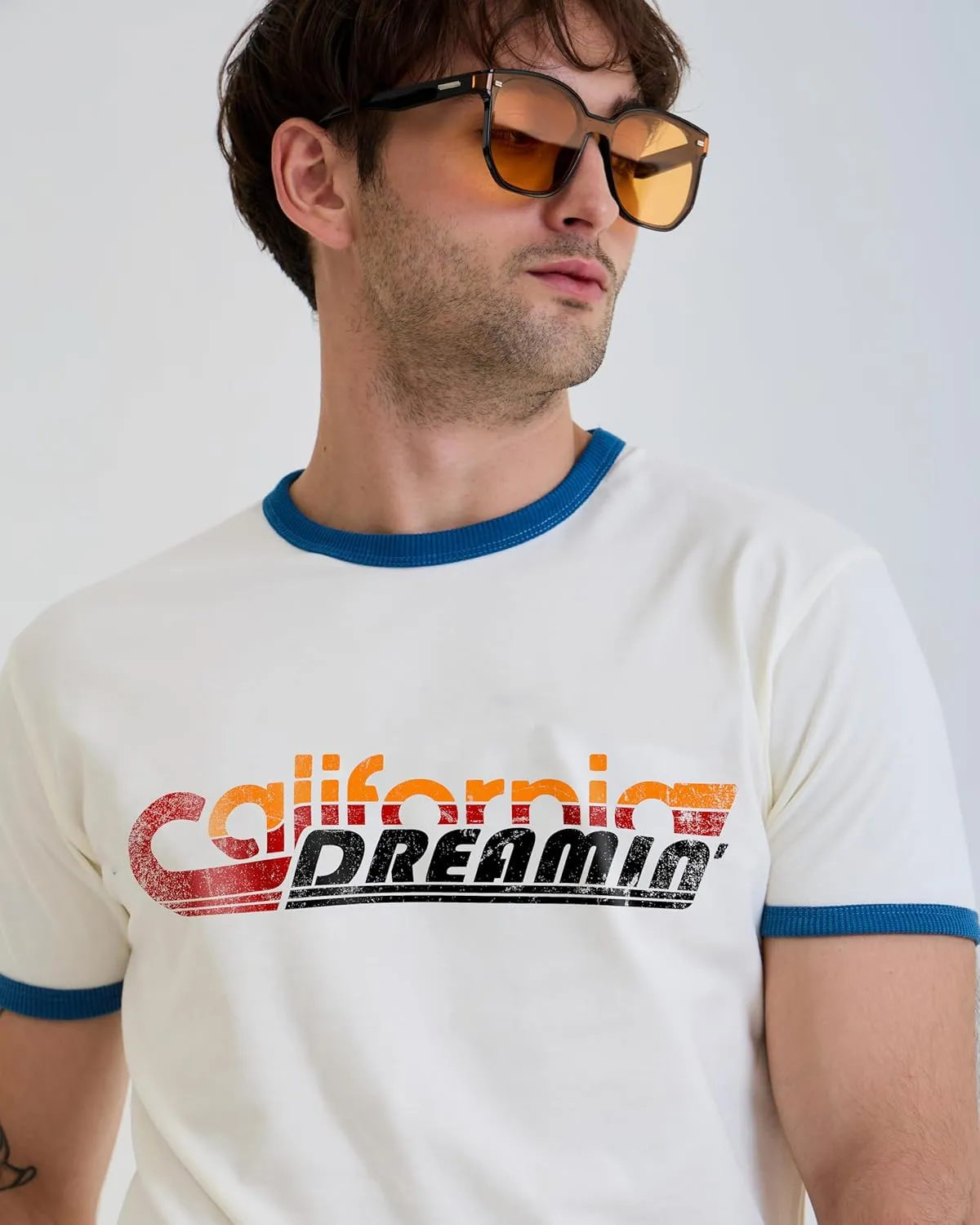 Design™ Ringer Retro Vintage Look Cotton T Shirt for Men and Women - Unique Design Urban Streetwear Fashion Tee Unisex