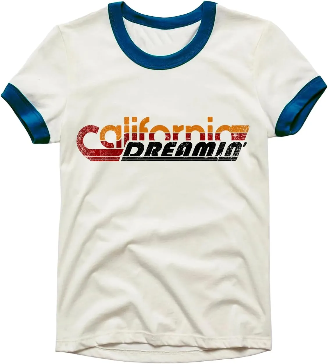 Design™ Ringer Retro Vintage Look Cotton T Shirt for Men and Women - Unique Design Urban Streetwear Fashion Tee Unisex