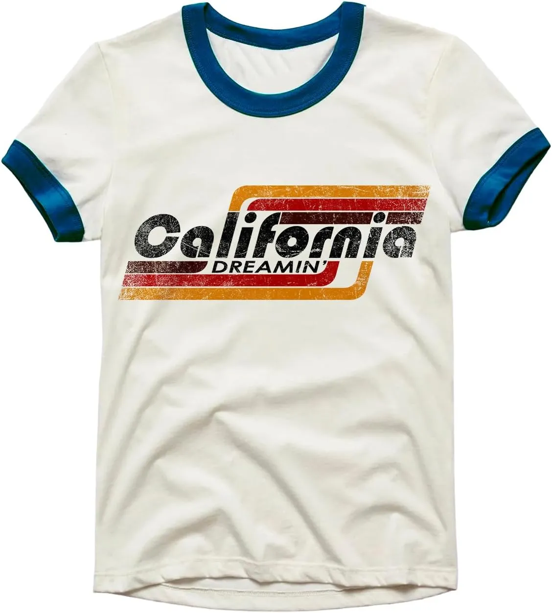 Design™ Ringer Retro Vintage Look Cotton T Shirt for Men and Women - Unique Design Urban Streetwear Fashion Tee Unisex
