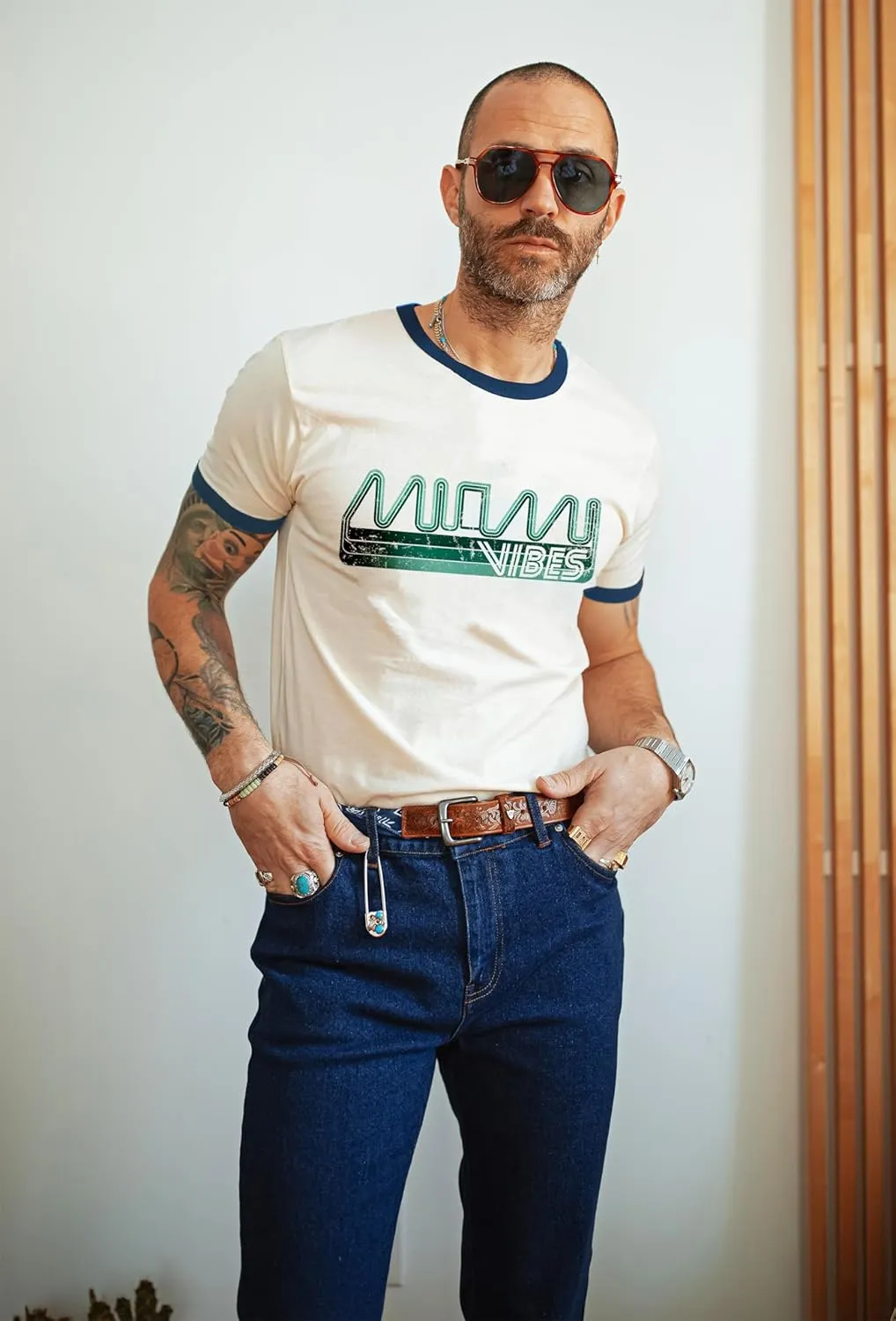 Design™ Ringer Retro Vintage Look Cotton T Shirt for Men and Women - Unique Design Urban Streetwear Fashion Tee Unisex