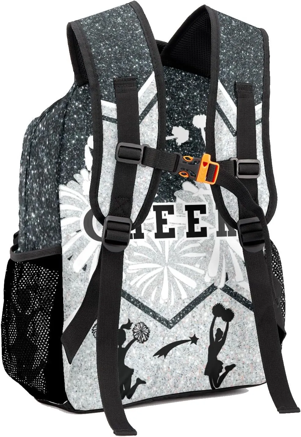 Deven Cheerleader Cheer Gym White Sliver Personalized Kids for Boy/Girl Teen Primary School Daypack Travel Bag Bookbag