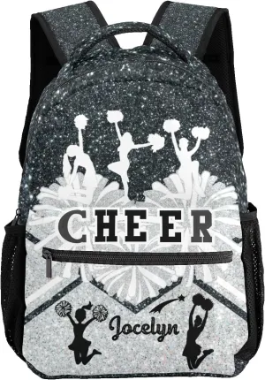 Deven Cheerleader Cheer Gym White Sliver Personalized Kids for Boy/Girl Teen Primary School Daypack Travel Bag Bookbag