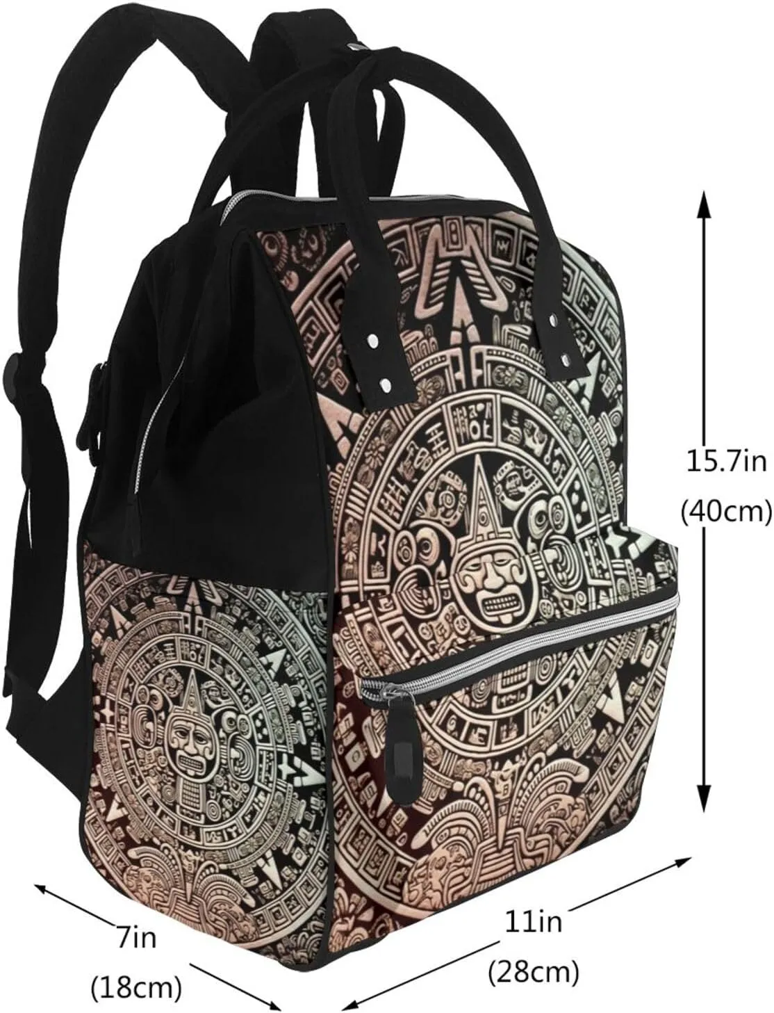 Diaper Bag Nappy Backpack Baby Bag Black and white skulls Mummy Backpack Multifunction Changing Bags for Travel, Mayan Calendar End of the World, One Size