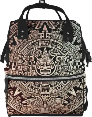Diaper Bag Nappy Backpack Baby Bag Black and white skulls Mummy Backpack Multifunction Changing Bags for Travel, Mayan Calendar End of the World, One Size