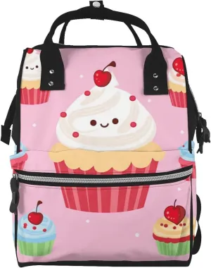 Diaper Bag Nappy Backpack Baby Bag Black and white tiger Mummy Backpack Multifunction Changing Bags for Travel, Cute Cupcake, One Size