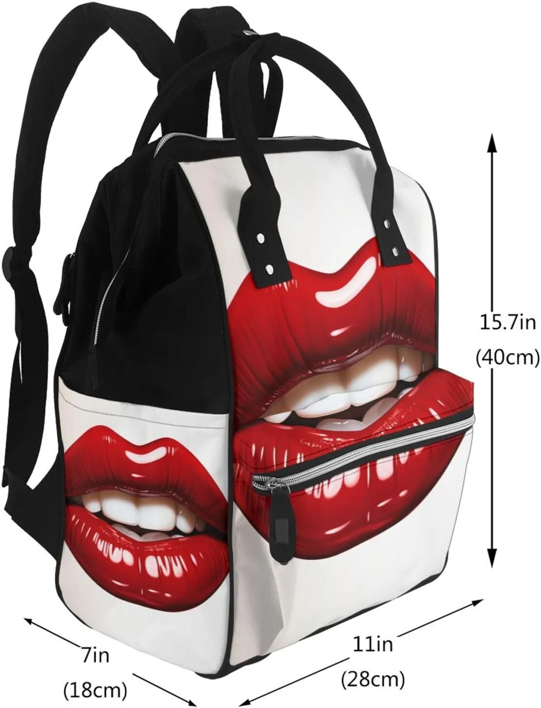 Diaper Bag Nappy Backpack Baby Bag Las Vegas night view Mummy Backpack Multifunction Changing Bags for Travel, Cute Graphic Red Lips, One Size