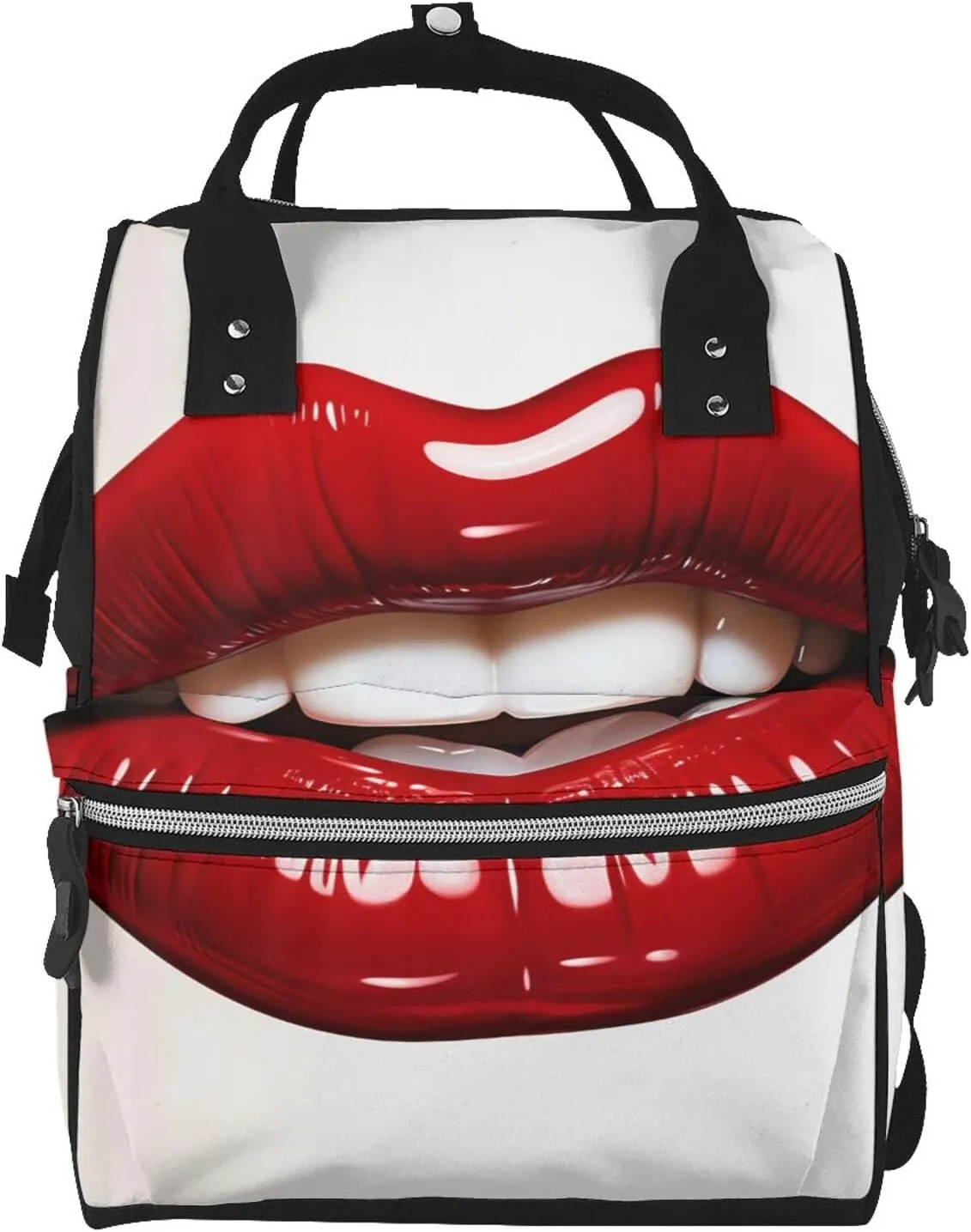 Diaper Bag Nappy Backpack Baby Bag Las Vegas night view Mummy Backpack Multifunction Changing Bags for Travel, Cute Graphic Red Lips, One Size