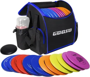 Disc Golf Set with Bag - 12 PCS Flying Disc Golf Discs for Beginner with Putter, Midrange, Driver | Portable Disc Golf Backpack Holds 28  Discs Free Stand Bag Design for Convenient Use