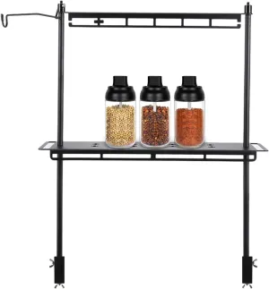 Display Rack, Camping Foldable Storage Rack, Multifunctional Aluminum Lightweight Folding Table Stand, with Lantern Stand, Sturdy Portable Folding Shelf Rack Organizer (C)
