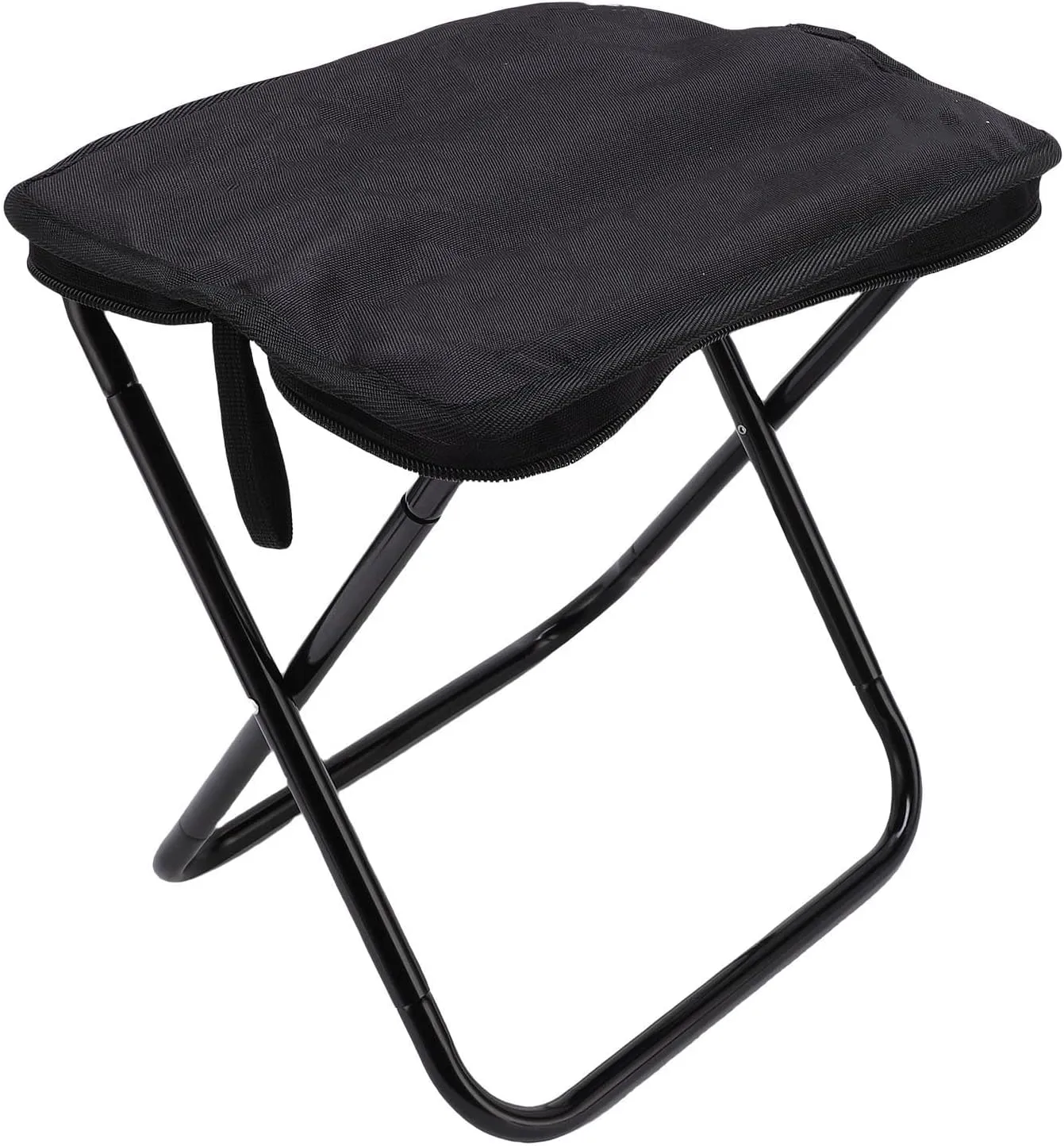 Diydeg Folding Stool, Lightweight Camping Stool with Integrated Carry Bag, Aluminum Alloy Bracket Portable Chair for Travel, Hiking, BBQ, Fishing, Beach, Outdoor, 300lbs Load, Black