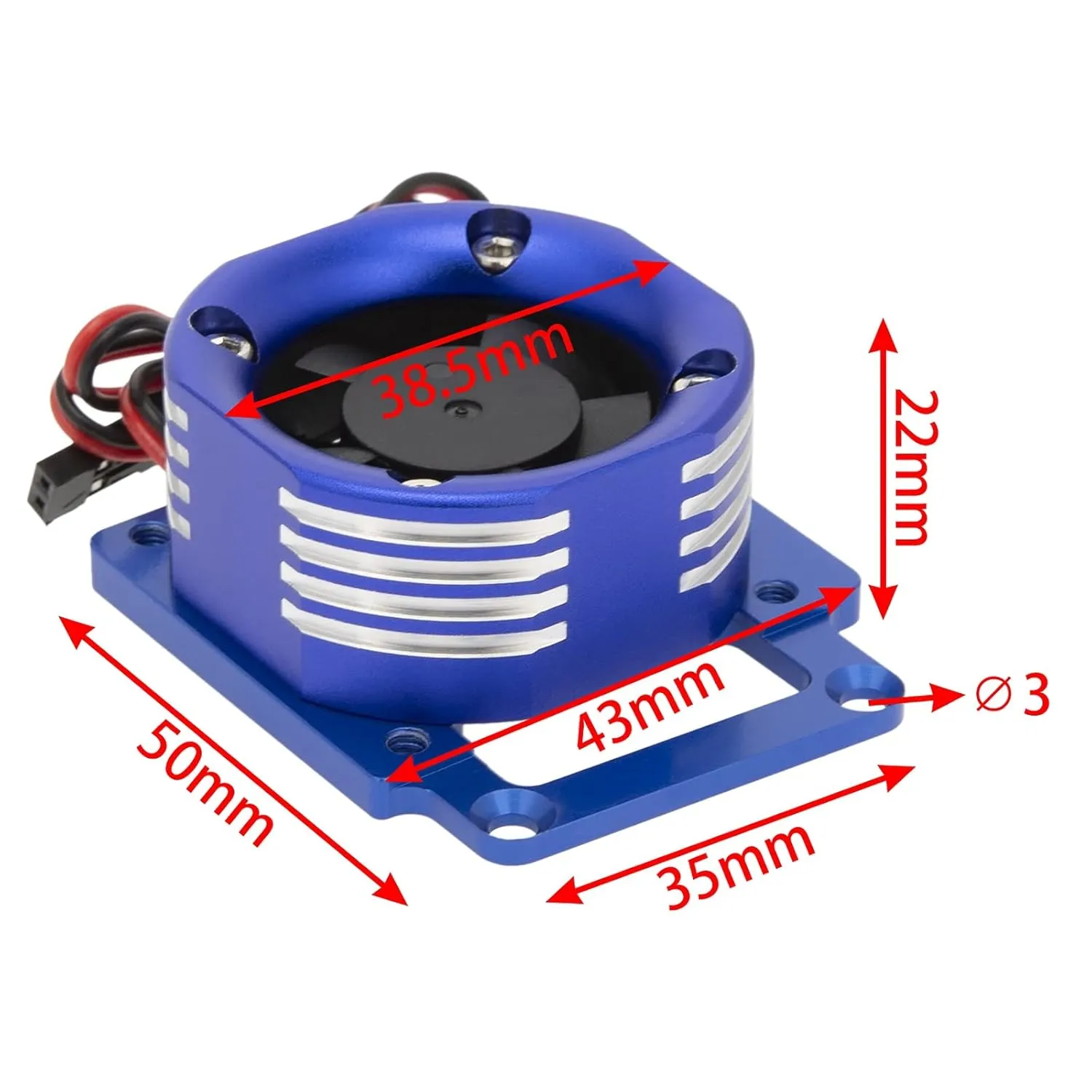 DKKY RC Motor Cooling Fan Heatsink 21000 RPM for Traxxas 1/8 4WD Sledge Motor with LED Light, Blue