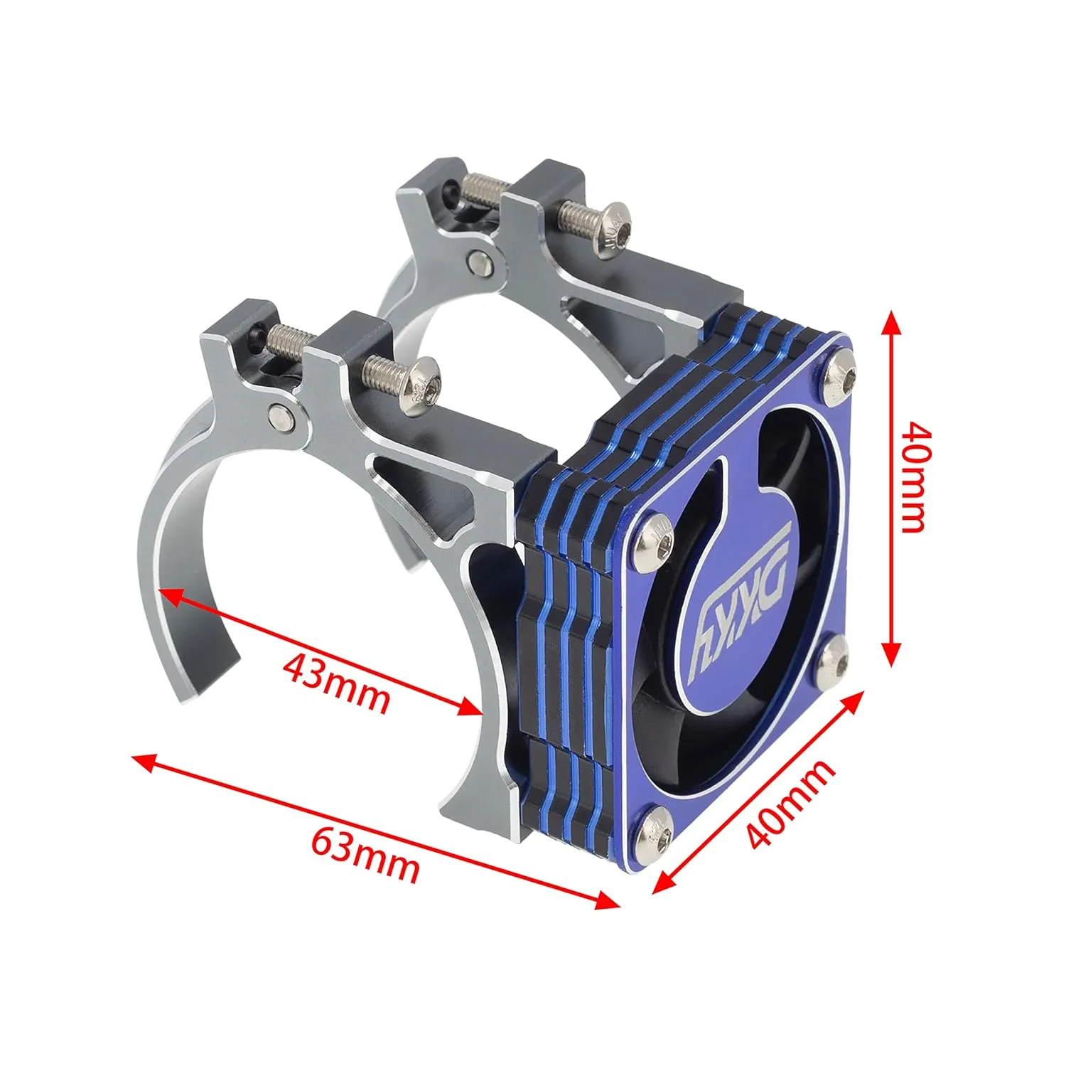 DKKY RC Motor Cooling Fan Heatsink 40-43mm Adjustable for Arrma Axial Traxxas 1/8 1/10 RC Crawler Car 4274 4068 4268 with 42mm Motor (Titanium Blue)