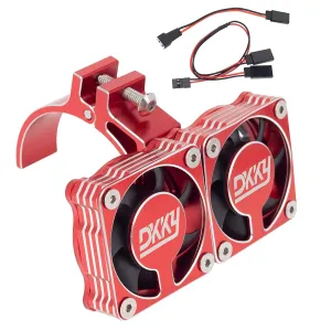 DKKY RC Motor Cooling Fan Heatsink 47-51mm Adjustable 15000 RPM for 1/5 1/8 ARRMA Infraction, Felony, Limitless and Axial 1717 4985 Motor, Red