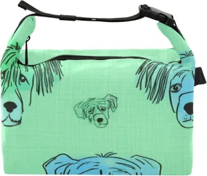 Dog Designs Green Lunch Bags Women Insulated for Work Portable Adults Lunch Bag with Adjustable Shoulder Strap