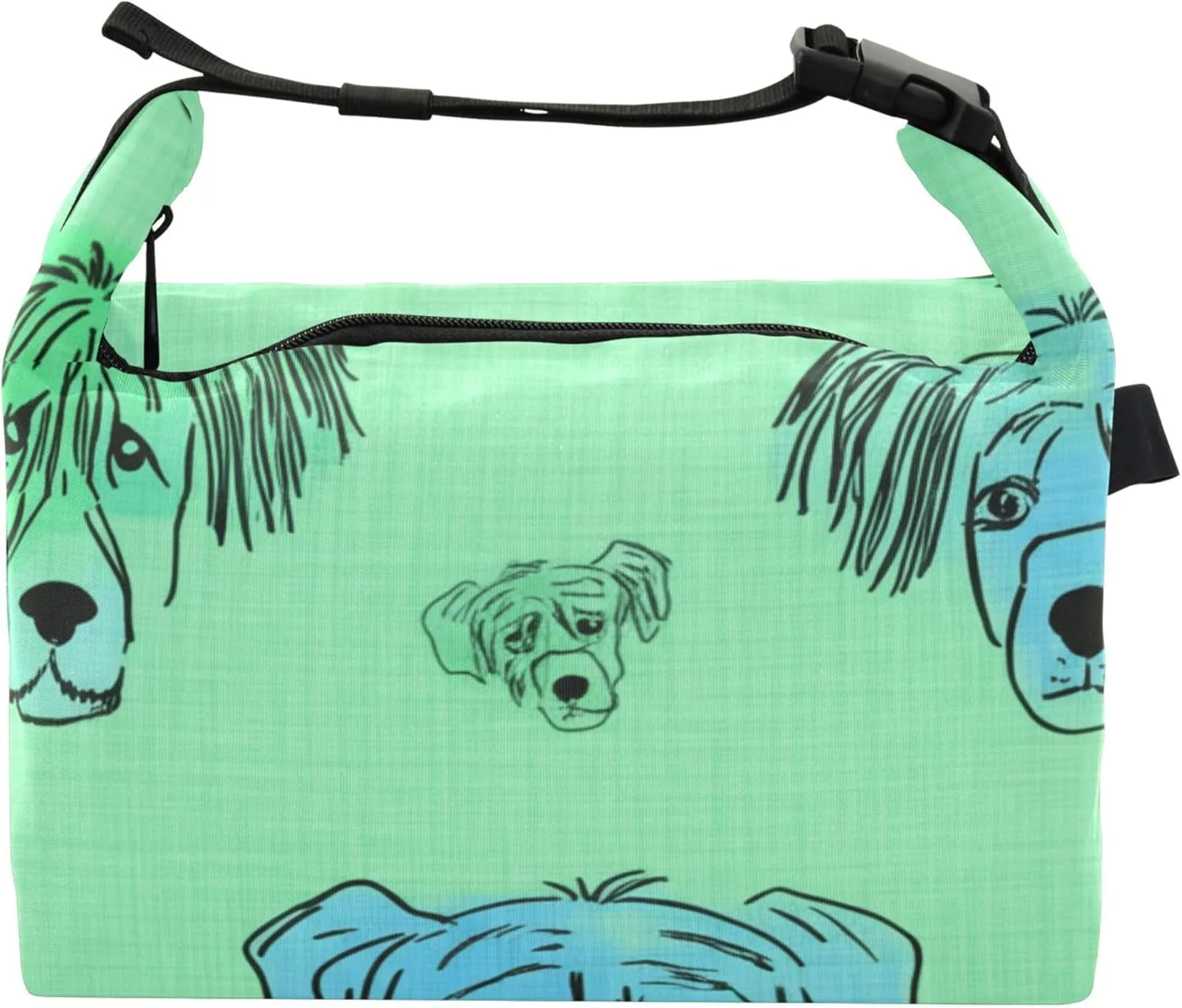 Dog Designs Green Lunch Bags Women Insulated for Work Portable Adults Lunch Bag with Adjustable Shoulder Strap
