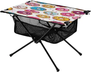 Doodle Colourful Donuts Portable Camping Table,Outdoor Folding Table,Beach Table,Suitable for Camping,Hiking,Picnic