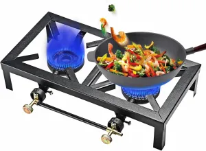Double Burner Stove Portable Camp Outdoor Cooking Increase Cooking Speed High Power Gas Burner for Outdoor Hiking and Camping
