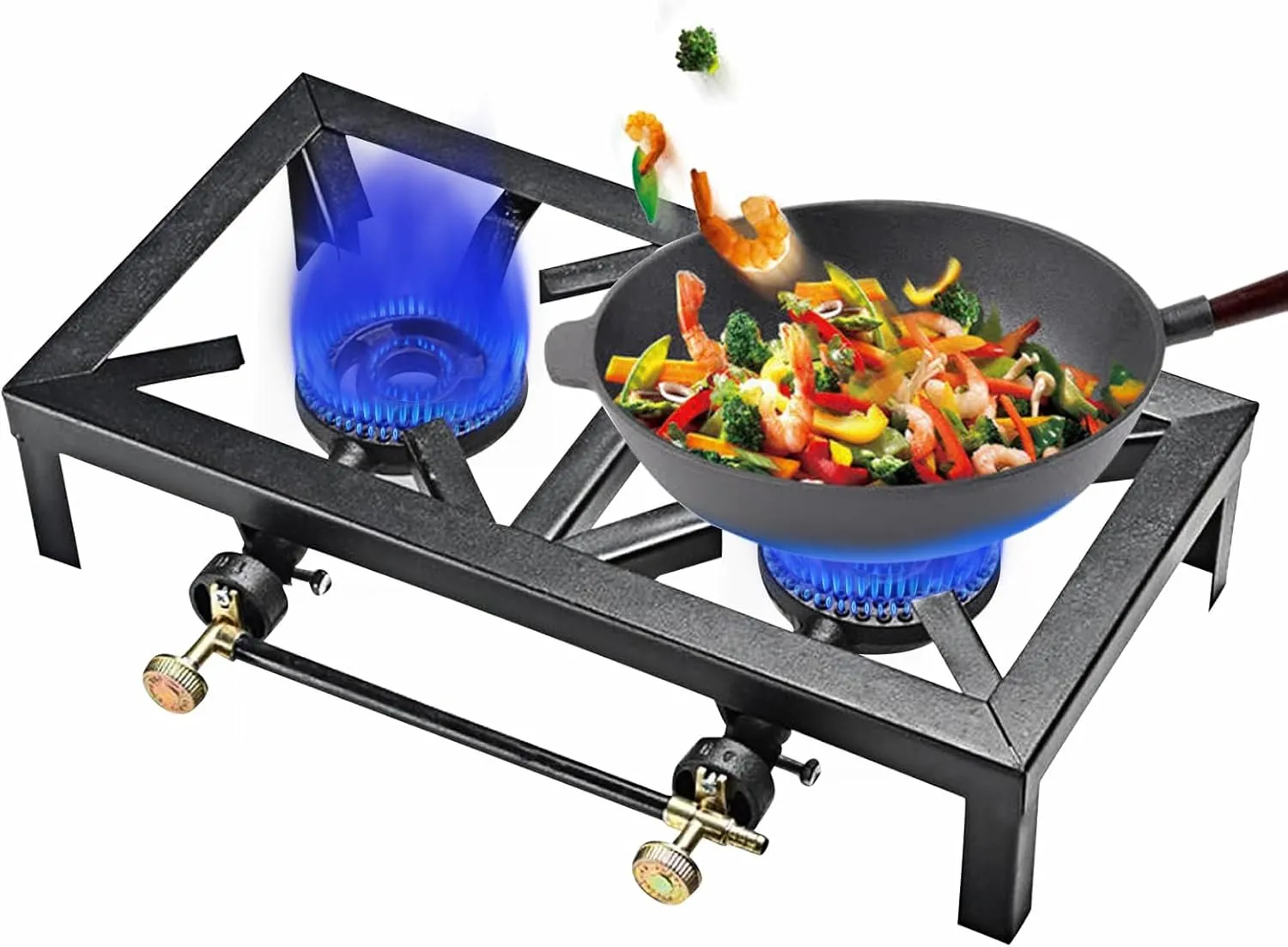 Double Burner Stove Portable Camp Outdoor Cooking Increase Cooking Speed High Power Gas Burner for Outdoor Hiking and Camping