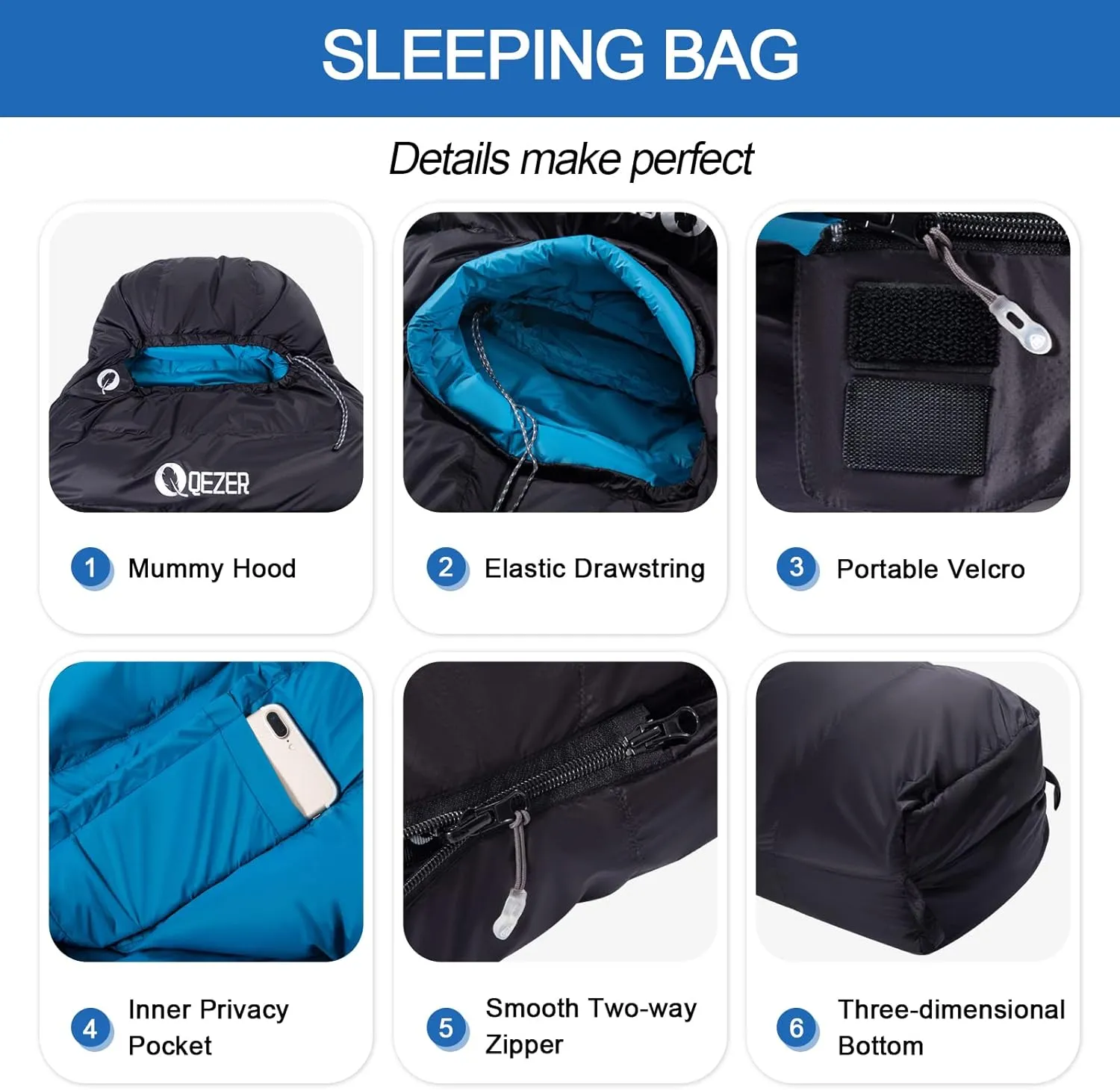 Down Sleeping Bag for Adults 0°F 10°F 15°F 20°F Backpacking Sleeping Bag for Cold Weather with Compression Sack