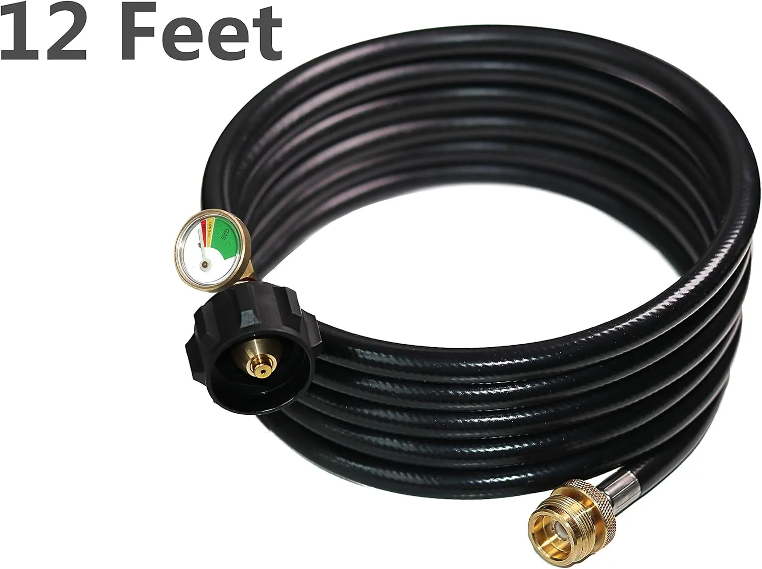DOZYANT 12 Feet Propane Hose Adapter with Propane Tank Gauge for Weber Q1200, 1000 Propane Grill, 1 lb to 20 lb Propane Converter Hose for Propane Stove, Tabletop Grill and More 1lb Portable Appliance