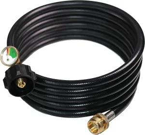 DOZYANT 12 Feet Propane Hose Adapter with Propane Tank Gauge for Weber Q1200, 1000 Propane Grill, 1 lb to 20 lb Propane Converter Hose for Propane Stove, Tabletop Grill and More 1lb Portable Appliance