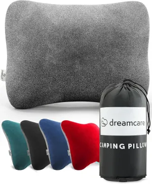 DREAMCARE Camping Pillow, Memory Foam Travel Pillow, Camping Accessories - Small Pillow Camping Essentials Camping Pillows for Sleeping, Backpacking Pillow, Travel Pillows for Sleeping (Small,Grey)