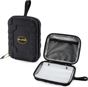 Dr.Fish Soft Bait Binder Organizer, Lure Hard Cover Fishing Tackle Storage Binders, Organized Bag with 8 Waterproof PVC Pockets for Worm Snell Rigs Jigs Baits Wrap Wallet