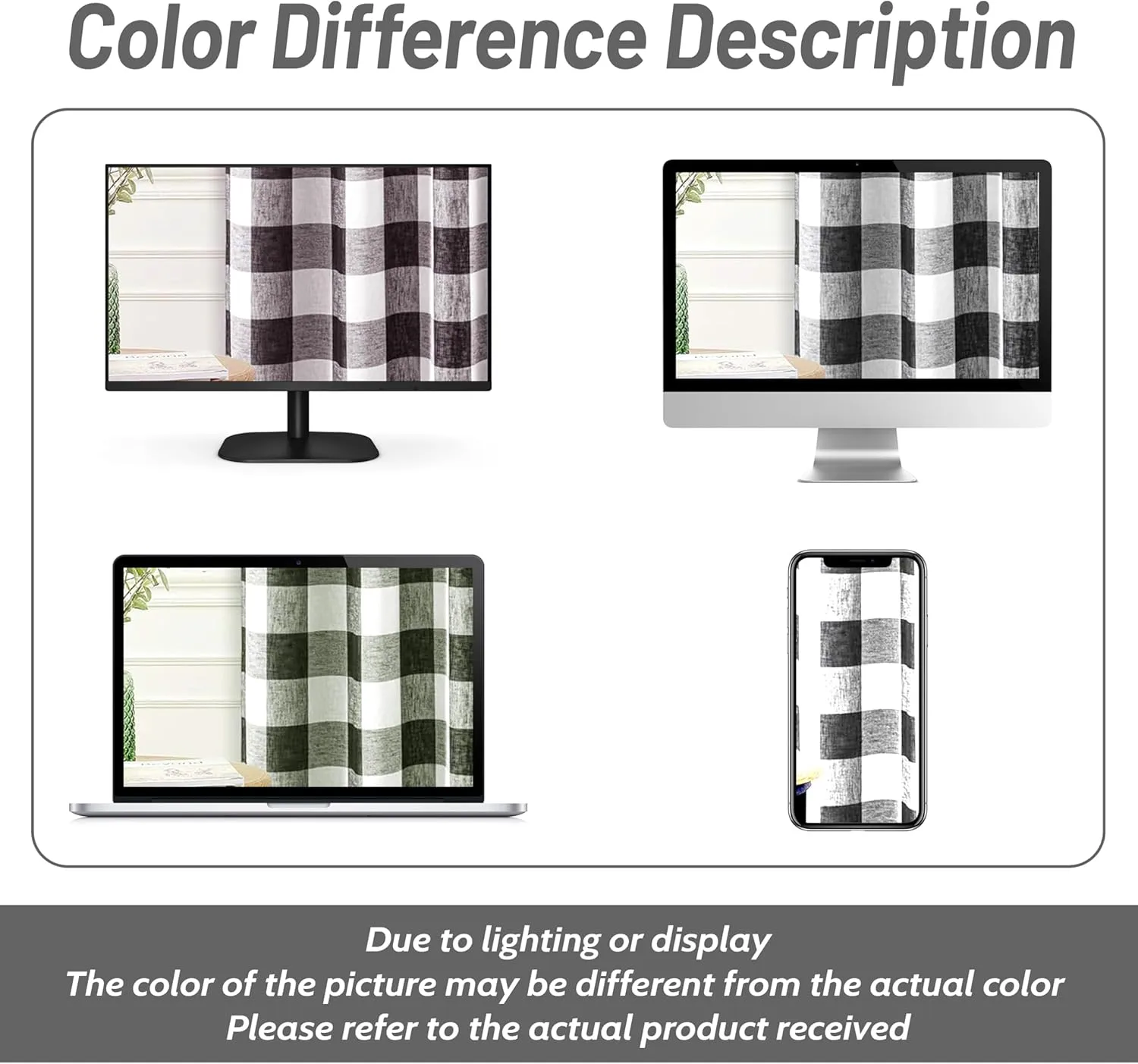 DriftAway Buffalo Plaid Check Curtains Woven Plaid Pattern Lined Blackout Thermal Insulated Window Curtain Grommet 2 Layers 2 Panels 50 Inch by 84 Inch Black