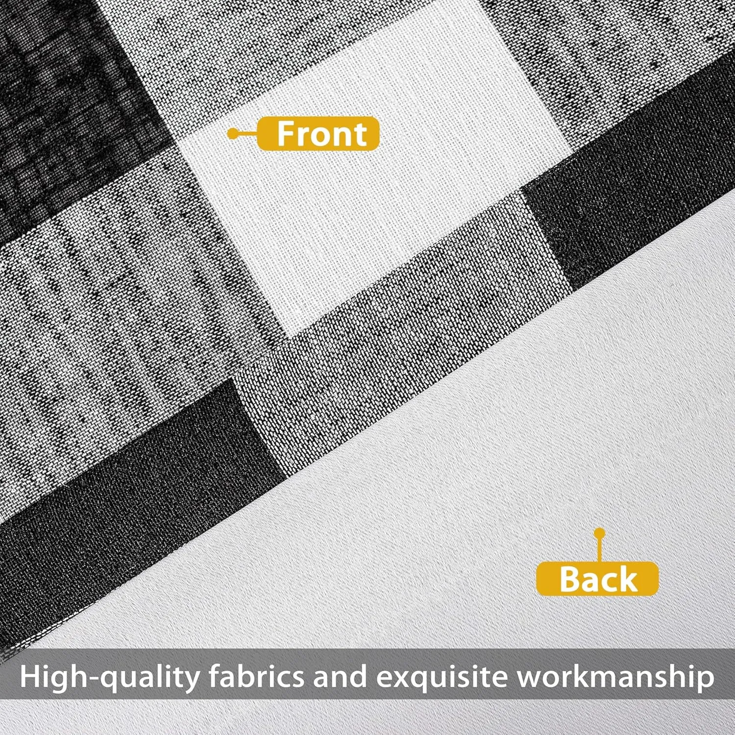 DriftAway Buffalo Plaid Check Curtains Woven Plaid Pattern Lined Blackout Thermal Insulated Window Curtain Grommet 2 Layers 2 Panels 50 Inch by 84 Inch Black