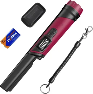 DR.ÖTEK Metal Detector Pinpointer for Adults & Kids, Handheld Pin Pointer Wand with LCD Screen, Fully Waterproof, 360°Detection, 3 Modes, Exclusive Interference Cancellation for Treasure Hunting, Red