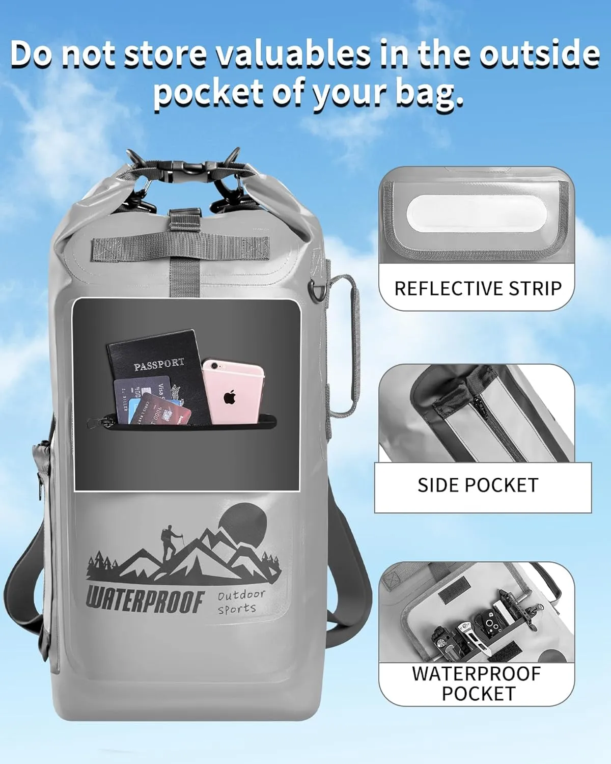 Dry Bag Backpack 20L/30L/40L, Waterproof Floating Dry Bags for Men, Kayak Sack