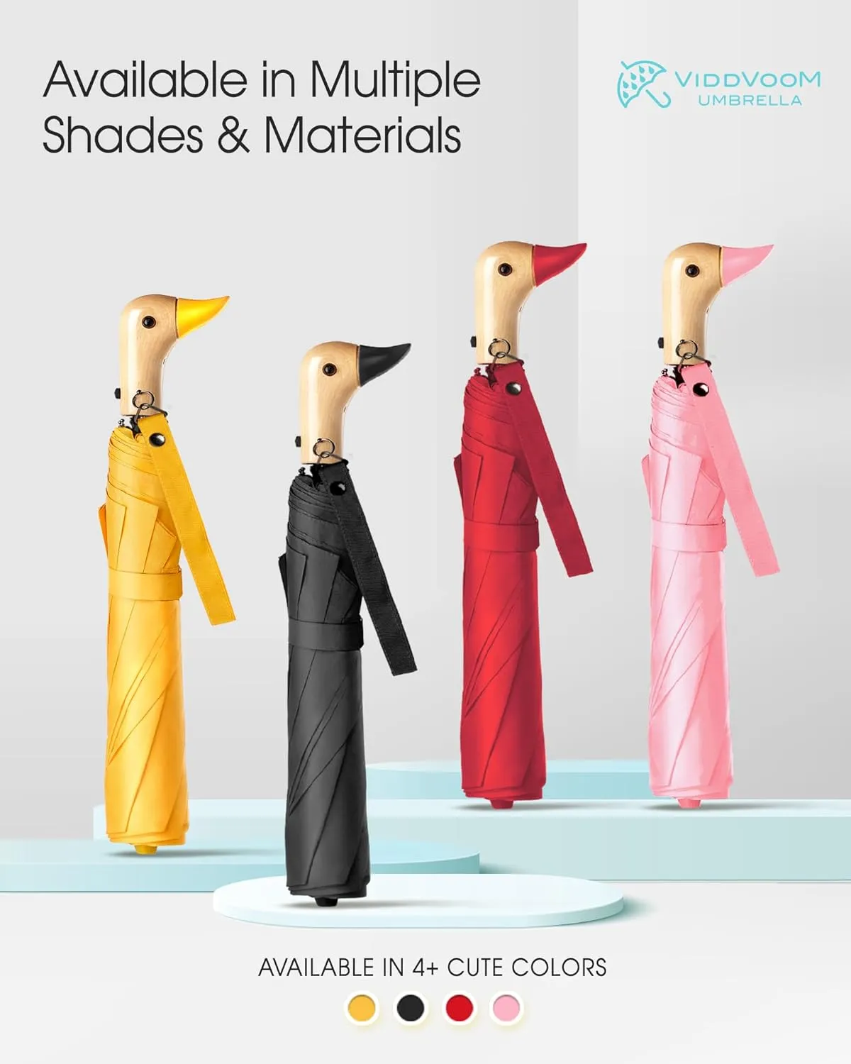 Duck Umbrella - Compact Travel Umbrella with a Cute Duck Head Handle for Women
