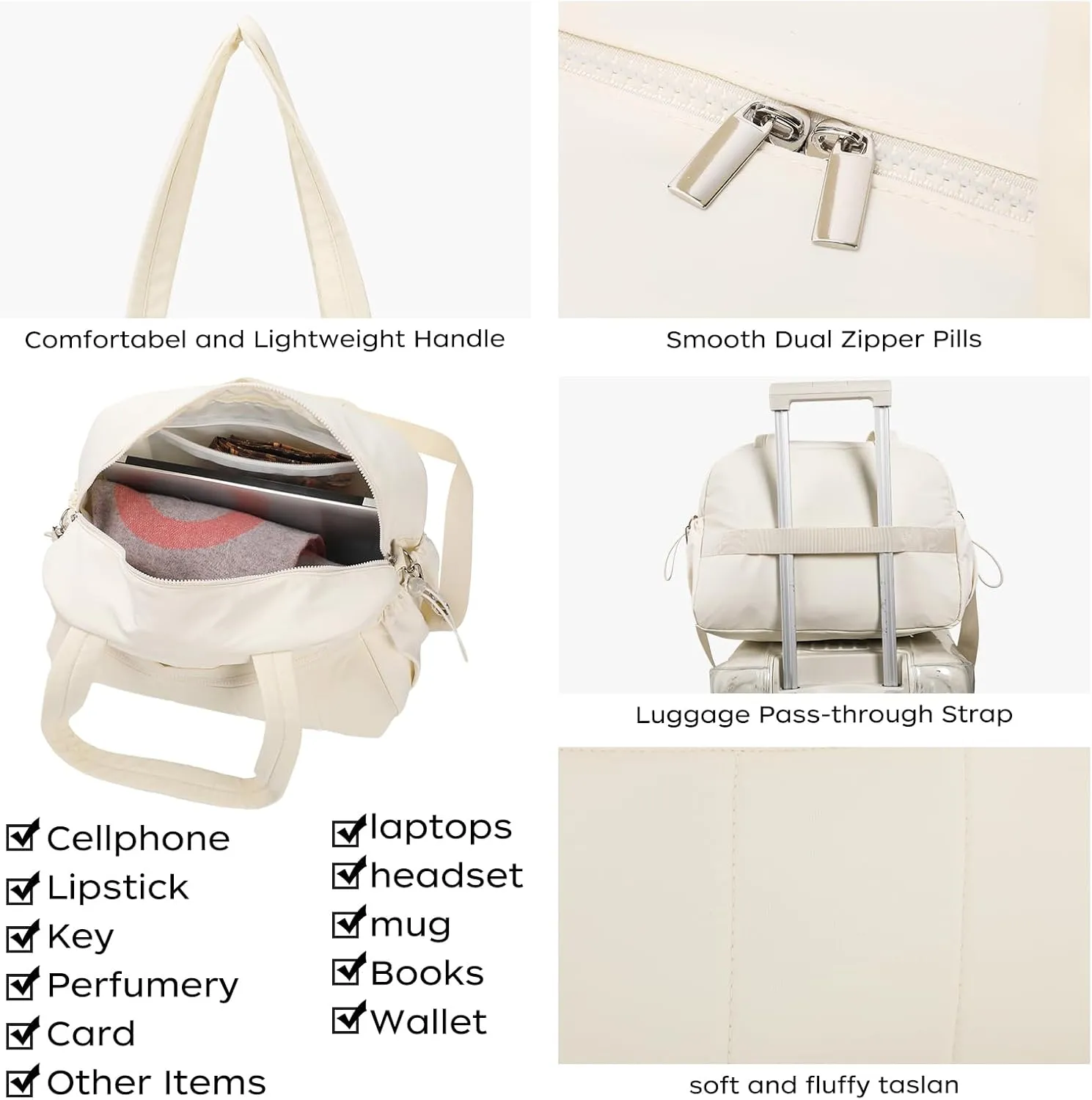 Duffle Bag for Travel, Gym Bag for Women, Small Puffer Tote Carry On Bag, Duffle Weekender Bag with Wet Pocket